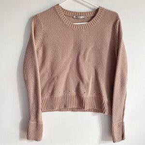 Alexander Wang Knit Sweater Tan Crew Neck Pullover Casual Womens Size S